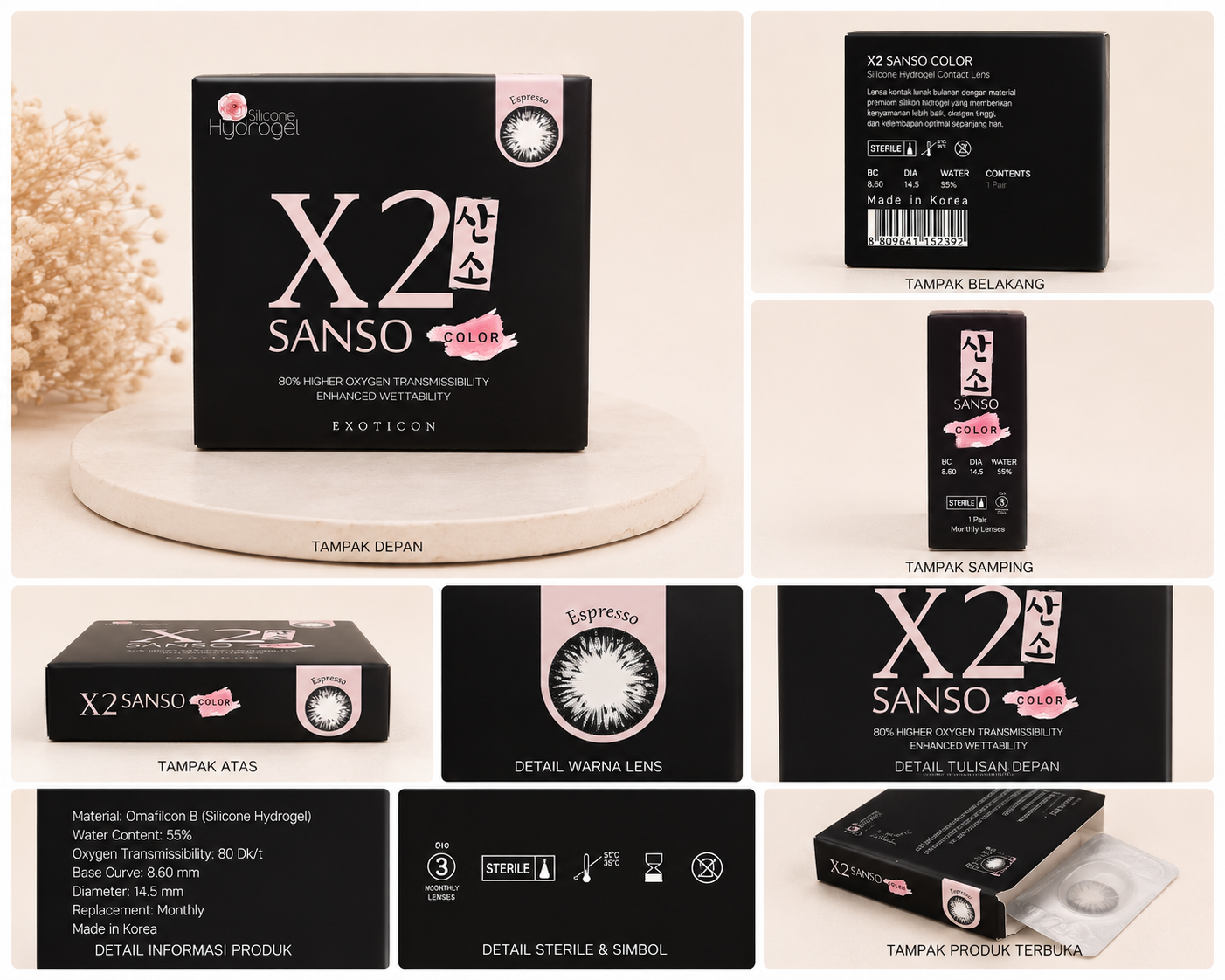 X2 Sanso Color Silicone Hydrogel Contact Lens
