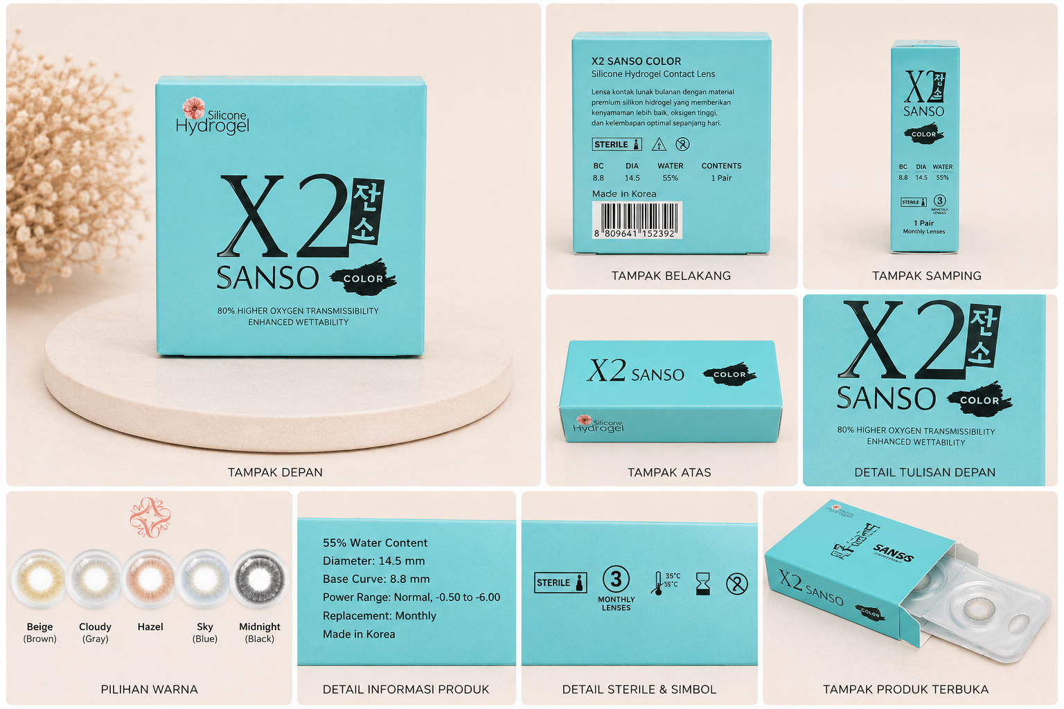 X2 Sanso Color Silicone Hydrogel Contact Lens